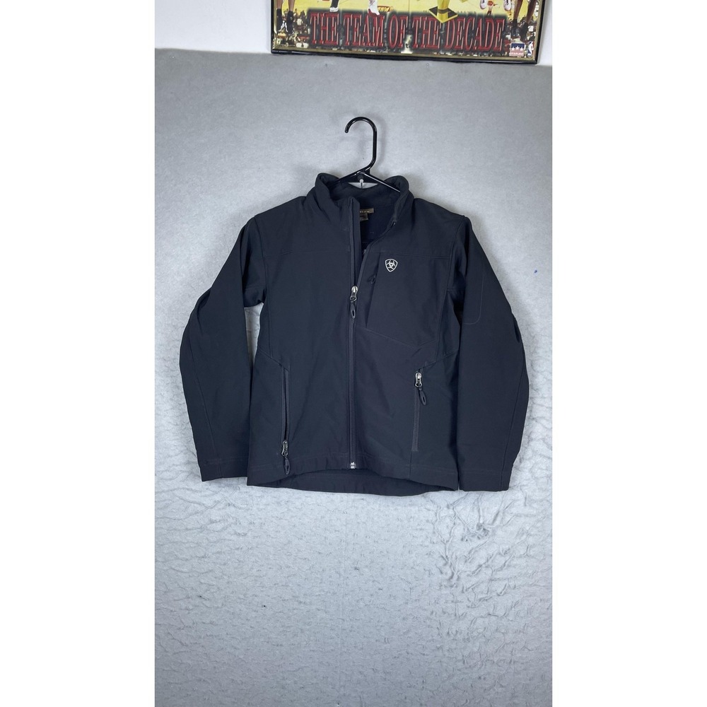 Ariat Jacket Boys 8 Black Softshell Fleece Lined Zip Front Riding Warm Coat
